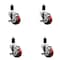 Service Caster 3'' SS Red Poly Swivel 1-3/8'' Expanding Stem Caster Set with Brake, 4PK SCC-SSEX20S314-PPUB-RED-TLB-138-4 - alternate 1